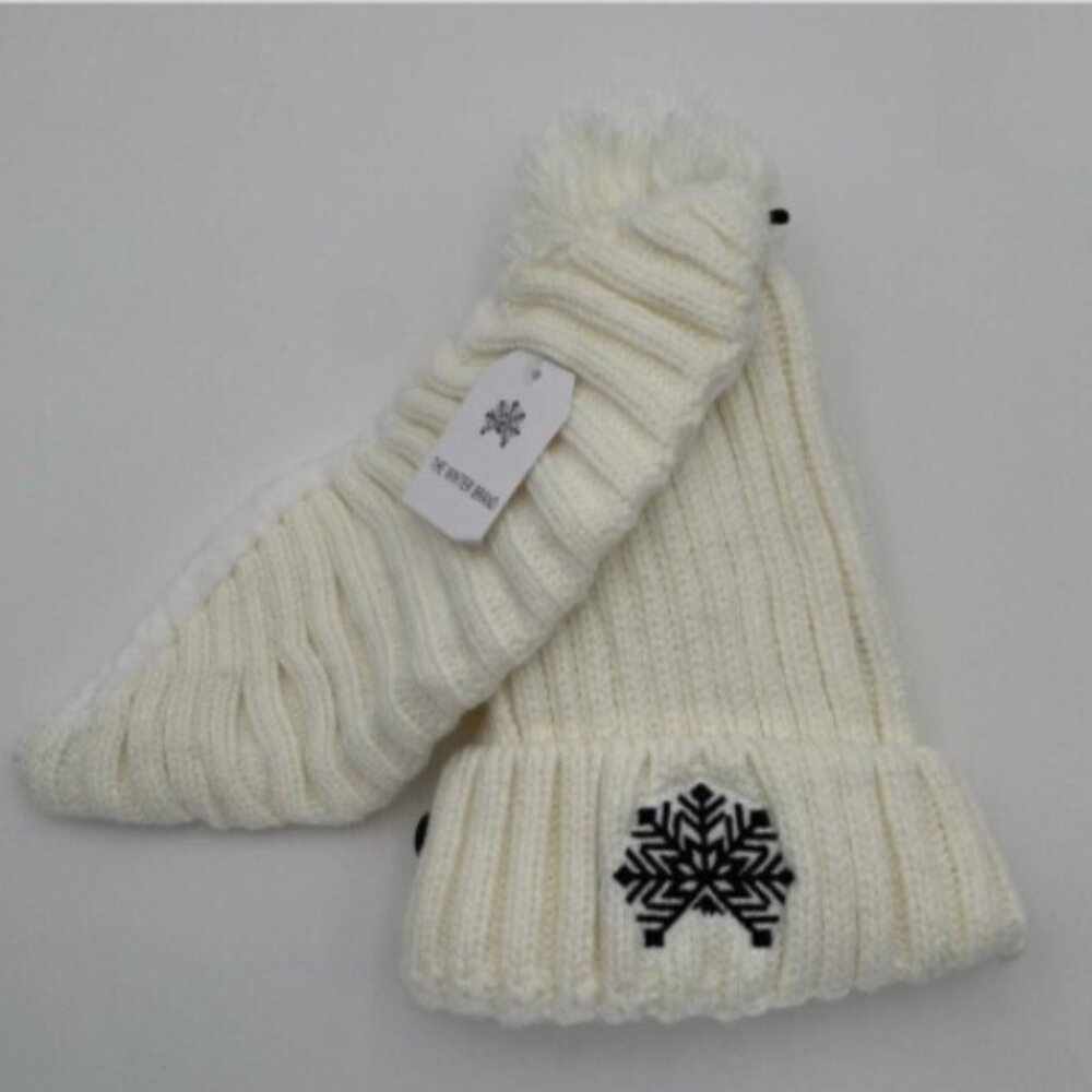 The Winter Brand Chenille SIGNATURE BEANIE & MASK in White NWT